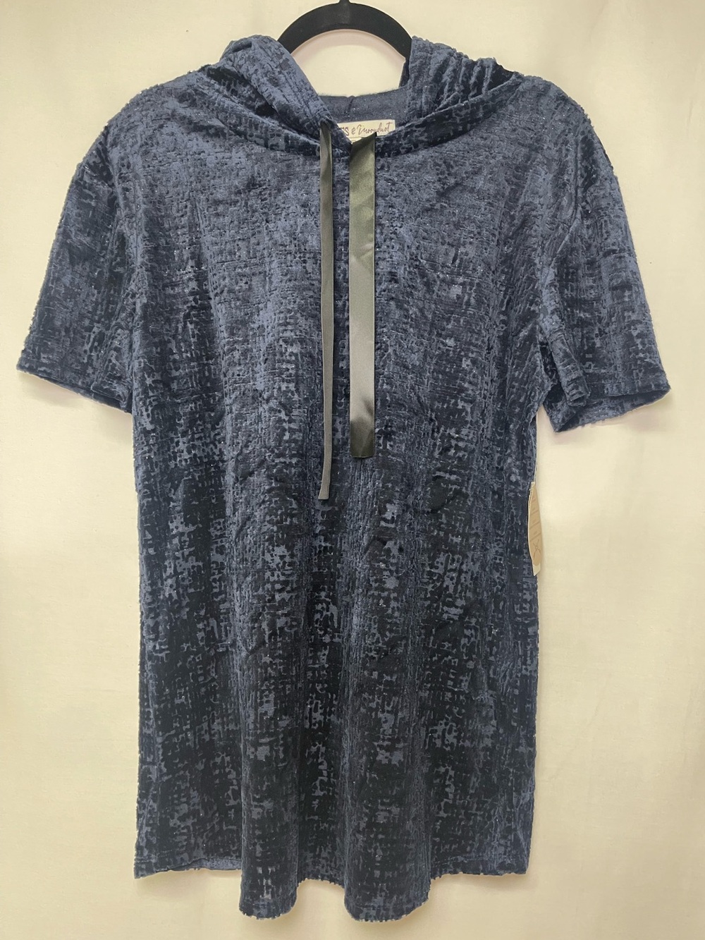 Gypsies & Moondust Navy Velvet T-Shirt Hoodie Size M - Picture 4 of 13
